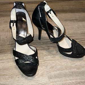 Michael Kors Black Strappy Glitter Heels